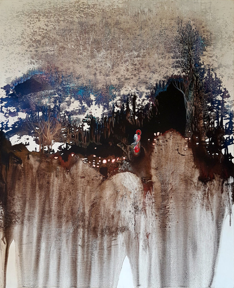 Veronika Holcová: Last Snow, akryl a olej na plátně, 135 x 115 cm, 2016
