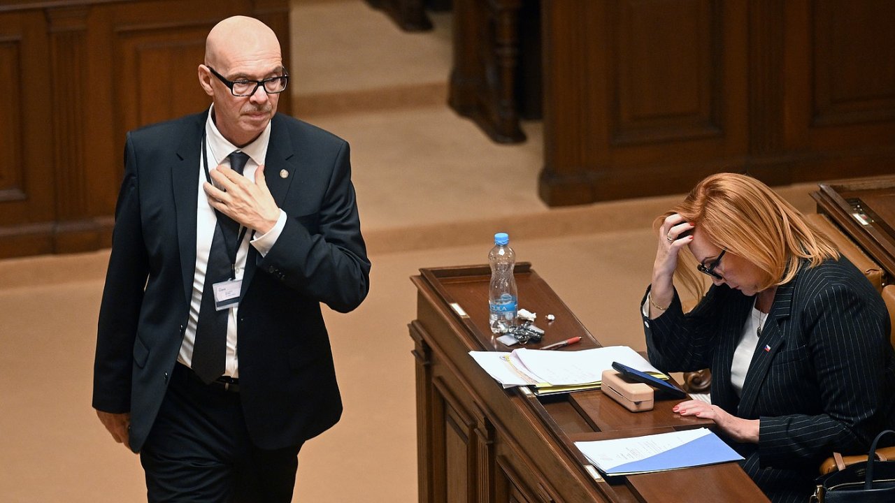 Zleva poslanec Oto Klempíř a místopředsedkyně ANO Alena Schillerová na schůzi...