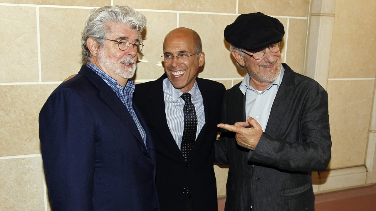 George Lucas, Jeffrey Katzenberg a Steven Spielberg pzuj pi nvtv USC School of Cinematic Arts  v Los Angeles