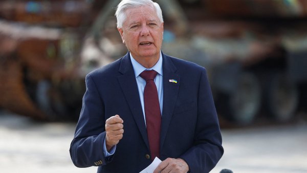 U.S. Senator Lindsey Graham (R-SC) speaks to the media in Kyiv