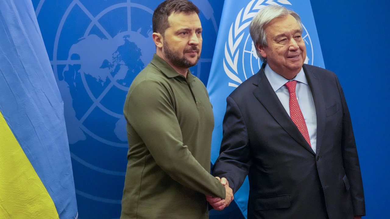 Volodymyr Zelenskyj s generlnm tajemnkem OSN Antoniem Guterresem.