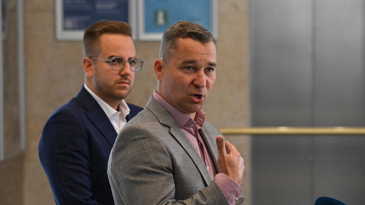 Tiskový briefing vítězného hnutí ANO, 13. října 2026, Ostrava. Na snímku...