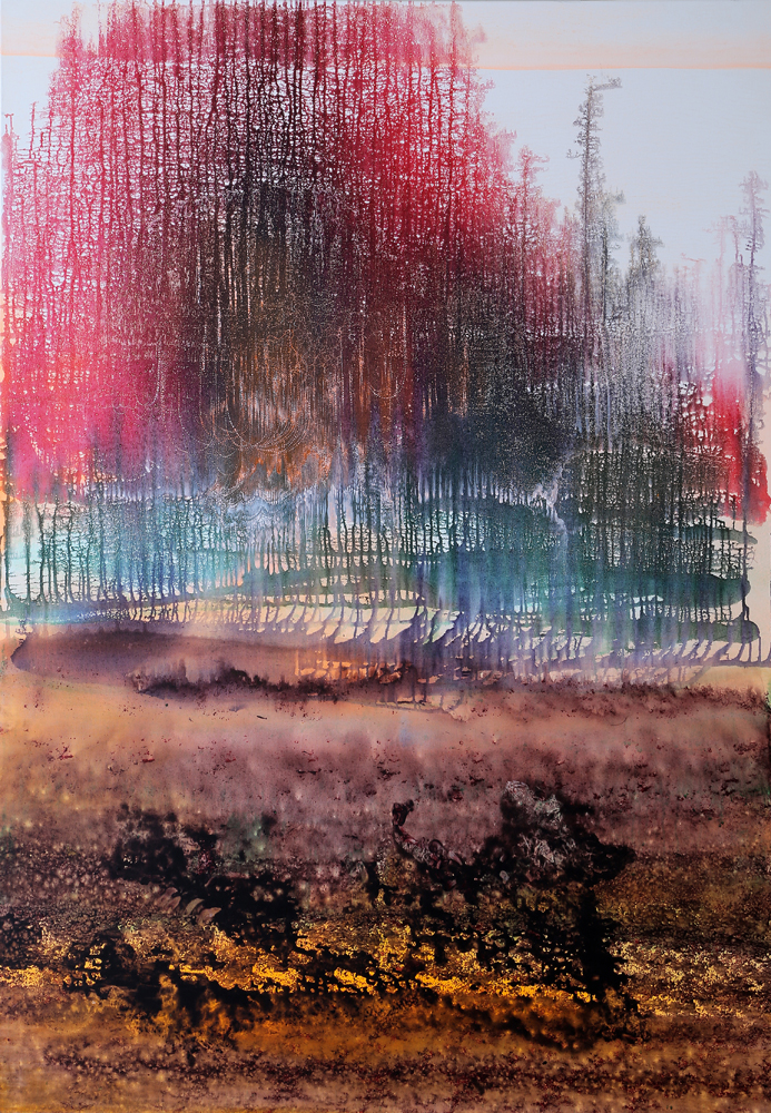 Veronika Holcová: Transmission of Ideas, akryl a olej na plátně, 200 x 140 cm, 2014