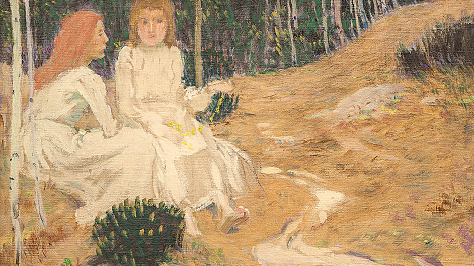 Jan Preisler: Ti dvky v lese, olej, pltno, 1906