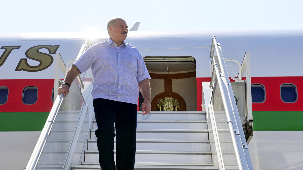 Belarusian President Alexander Lukashenko steps down from his plane upon his arriving at the Black Sea resort of Sochi