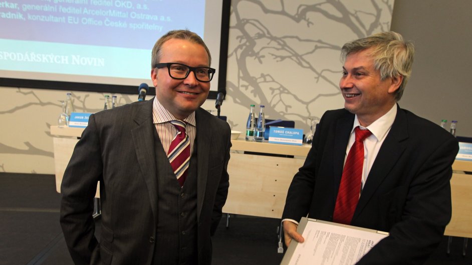 Ostravsk primtor Petr Kajnar (vpravo) s ministrem ivotnho prosted Tomem Chalupou.