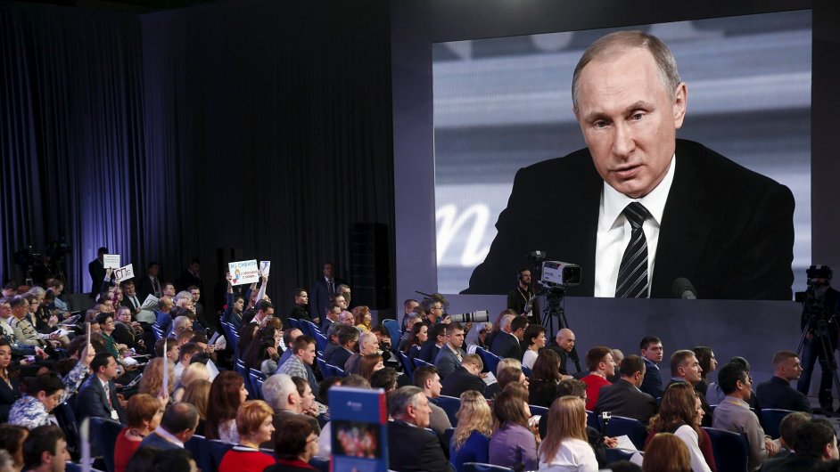 Rusk prezident Vladimir Putin na sv kadoron tiskov konferenci.