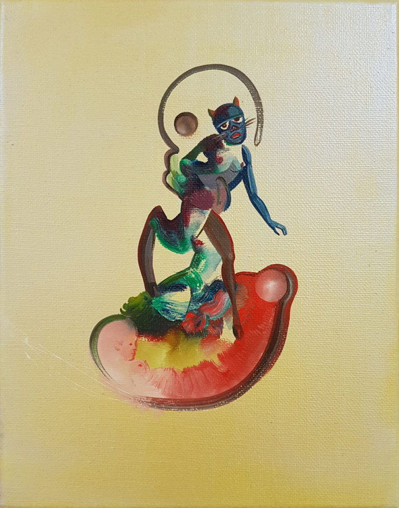 Veronika Holcová: Wild Game, akryl a olej na plátně, 25 x 20 cm, 2016