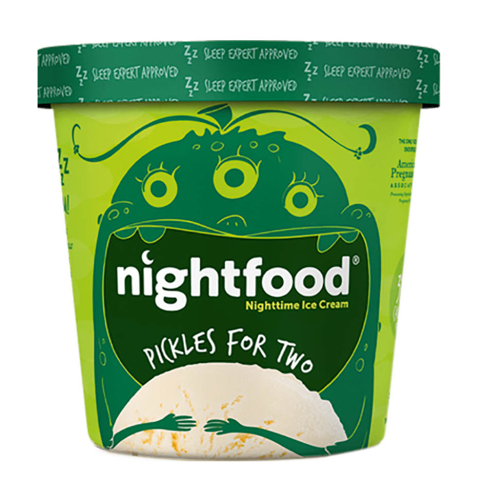 Noční zmrzlina Nightfood s hořčíkem, zinkem a vápníkem a s příchutí kyselých okurek pro těhotné