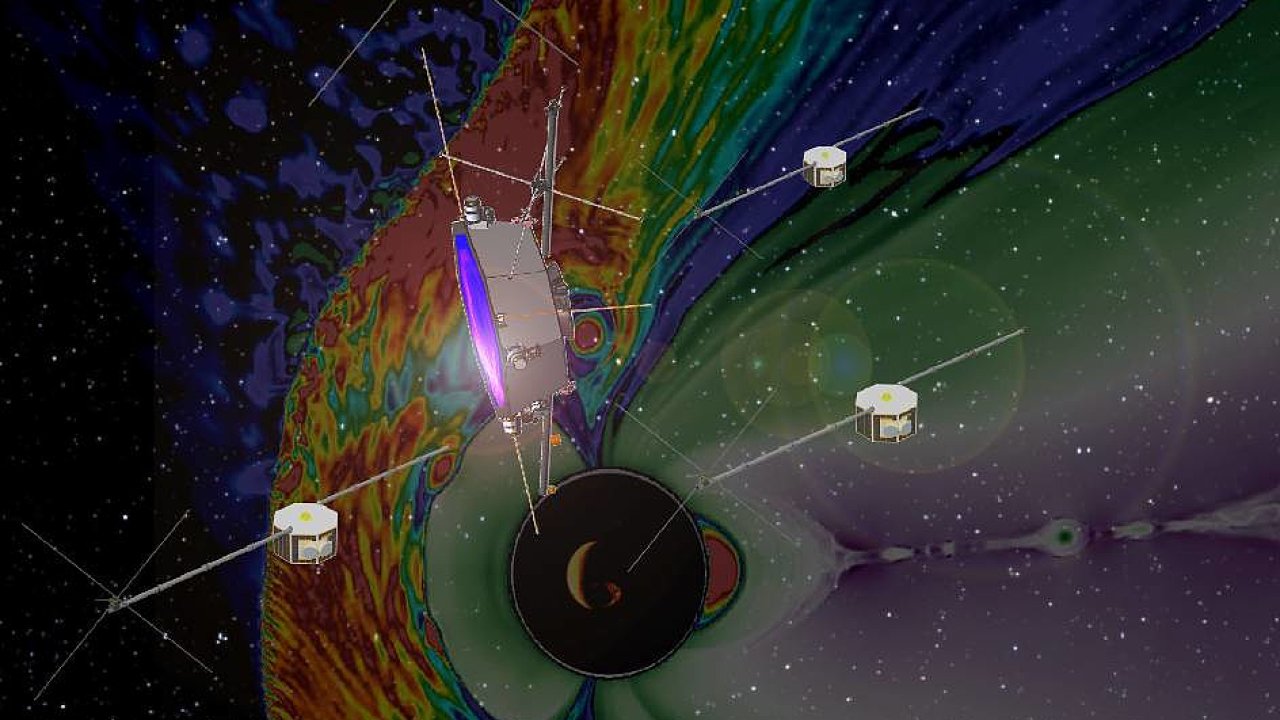 Plasma Observatory � konstelace dru�ic v simulovan� magnetosf��e Zem�.