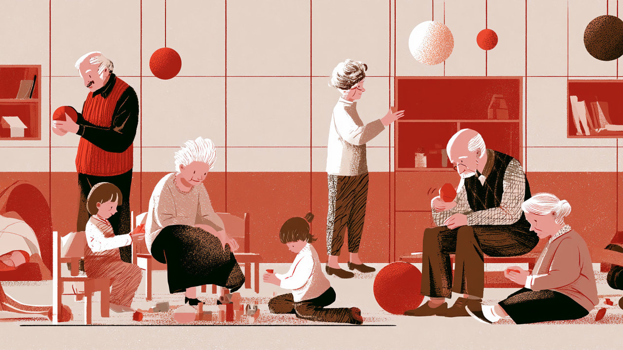 ilustrace na t�ma, �e d�t� ub�v� a senior� je naopak ��m d�l v�ce, tak�e se...