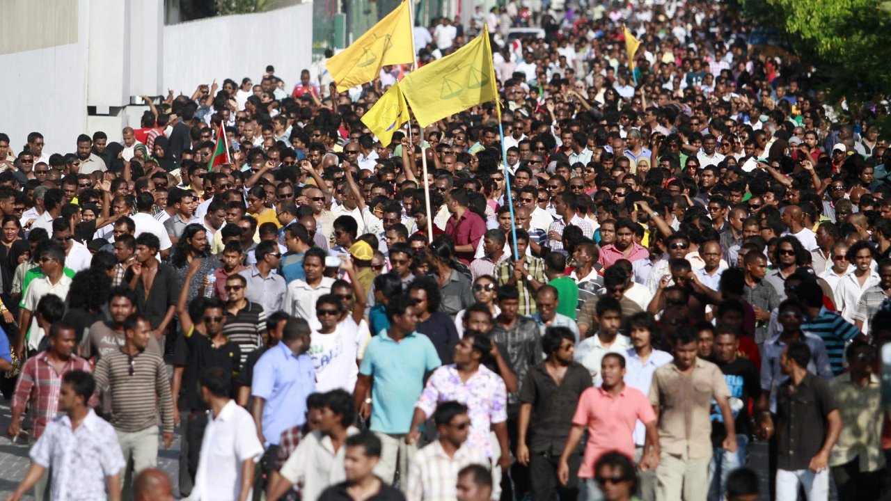 Demonstrace na Maledivch