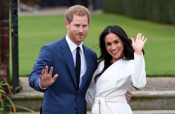 Prince Harry and Meghan Markle in the Sunken Garden at Kensington Palace