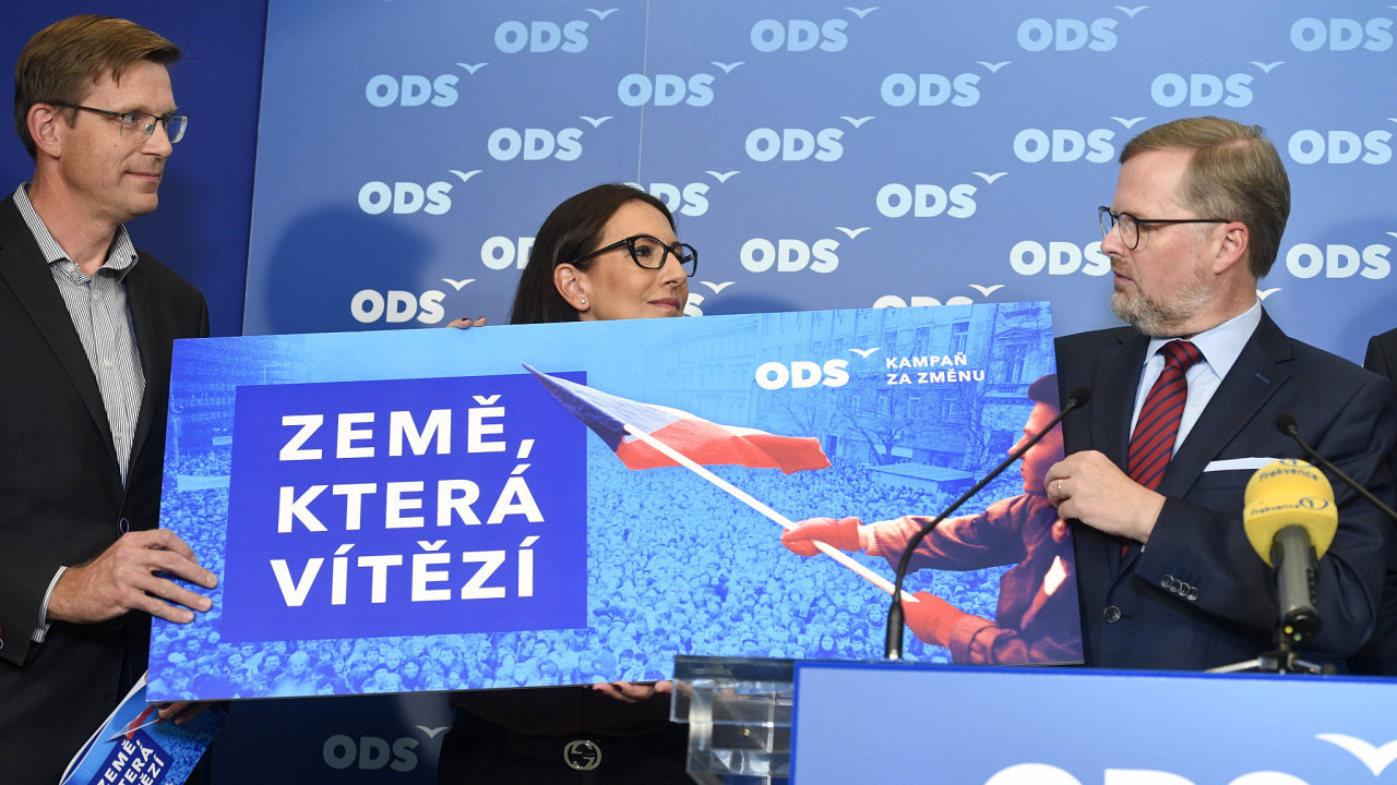 Pedseda Obansk demokratick strany  Petr Fiala a lenov pedsednictva zahjili 9. jna 2019 v Praze novou kampa ODS.