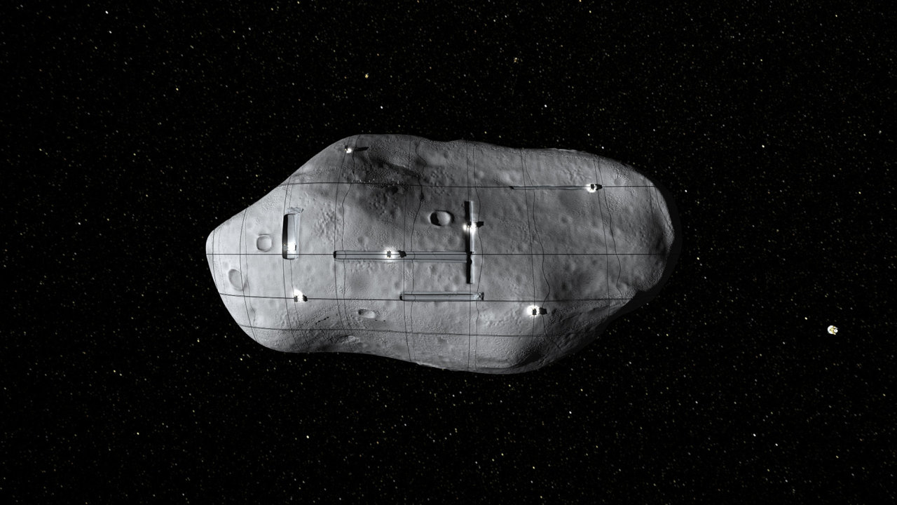 Koncept robotick tby na asteroidu