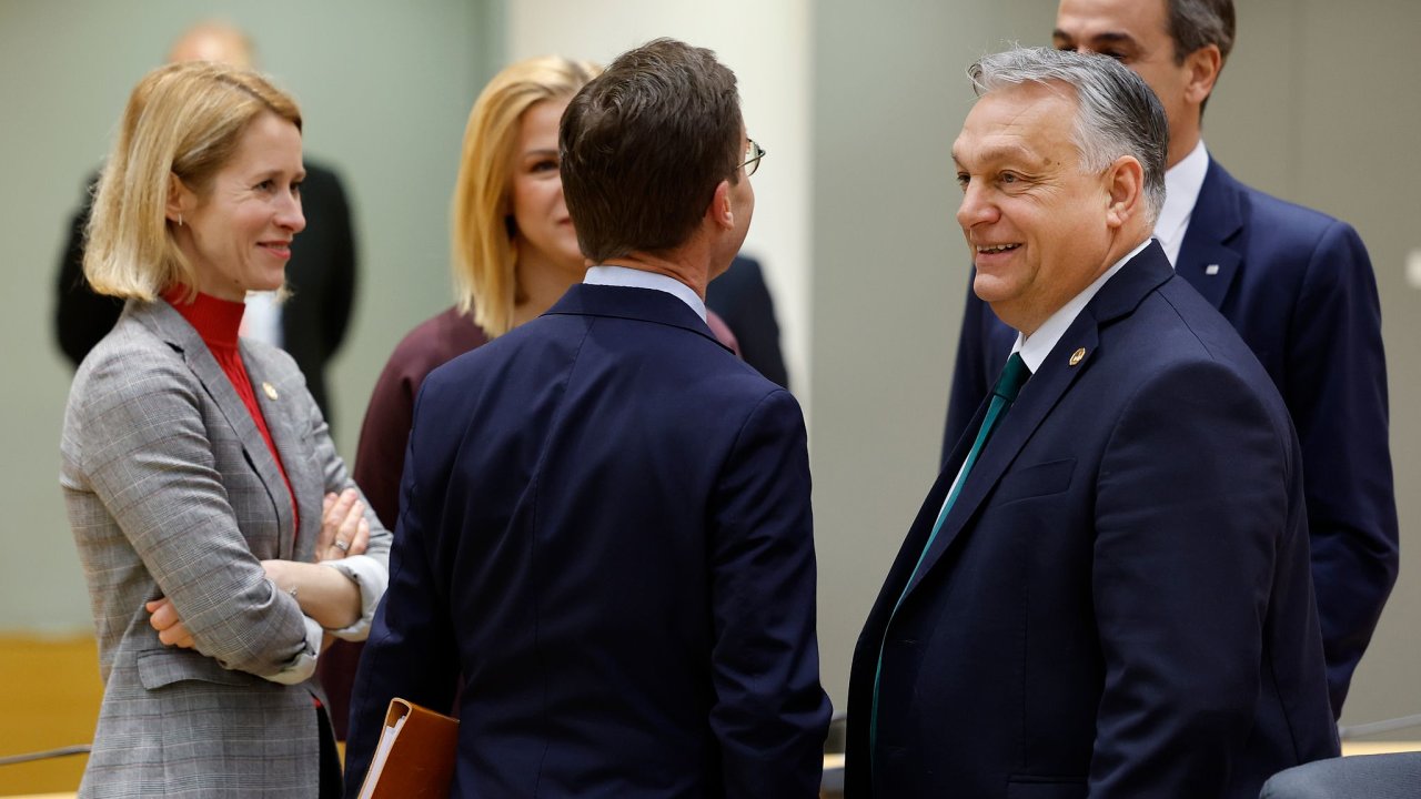 Viktor Orban, Petteri Orpo, Kaja Kallas, Brusel, summit EU, 1.2.2024