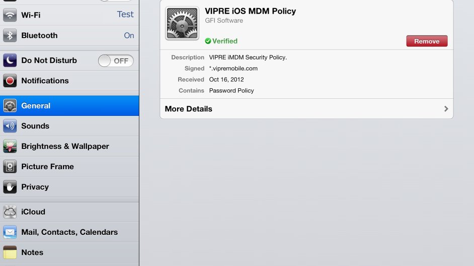 VIPRE nastaveni zarizeni iPhone iPad