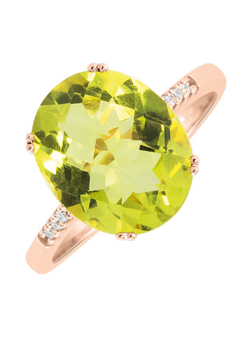 Prsten Witching Gem pro moderní čarodějky září drahokamem lemon quartz. Je zasazený na kroužku z růžového zlata se zářivými brilianty.