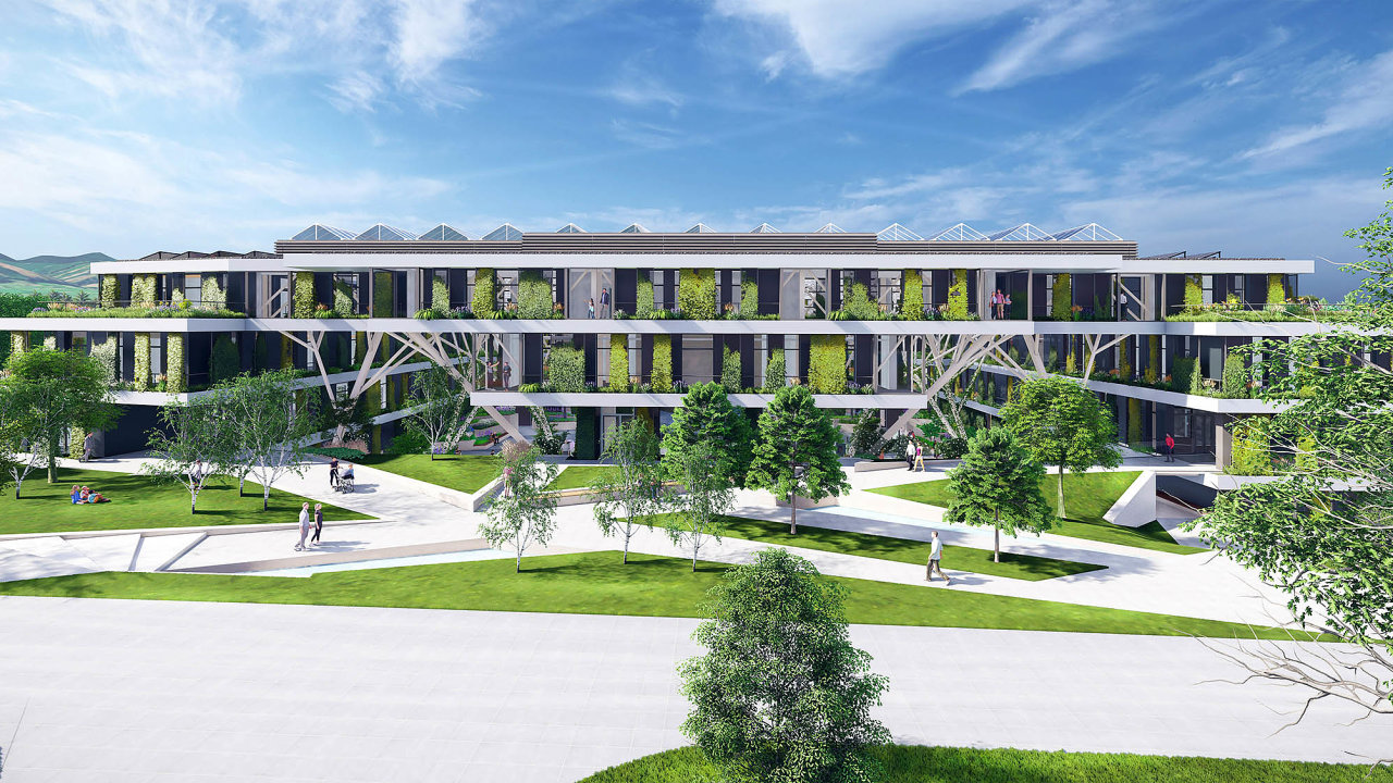 Dominantn�mi prvky CirkAreny jsou masivn� sloupy, kter� dotv��ej� design pr�choz�ch ��st�. Stavba bude trvat do�konce roku 2027, slavnostn� otev�en� je v�pl�nu v�roce 2028.