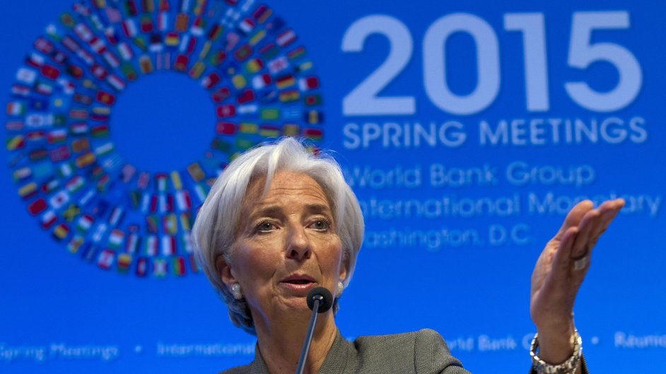 Vkonn editelka MMF Christine Lagardeov na tiskov konferenci v rmci jarnho zasedn MMF a Svtov banky ve Washingtonu.