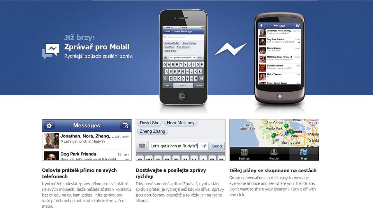 Aplikace Facebook Messenger for Mobile