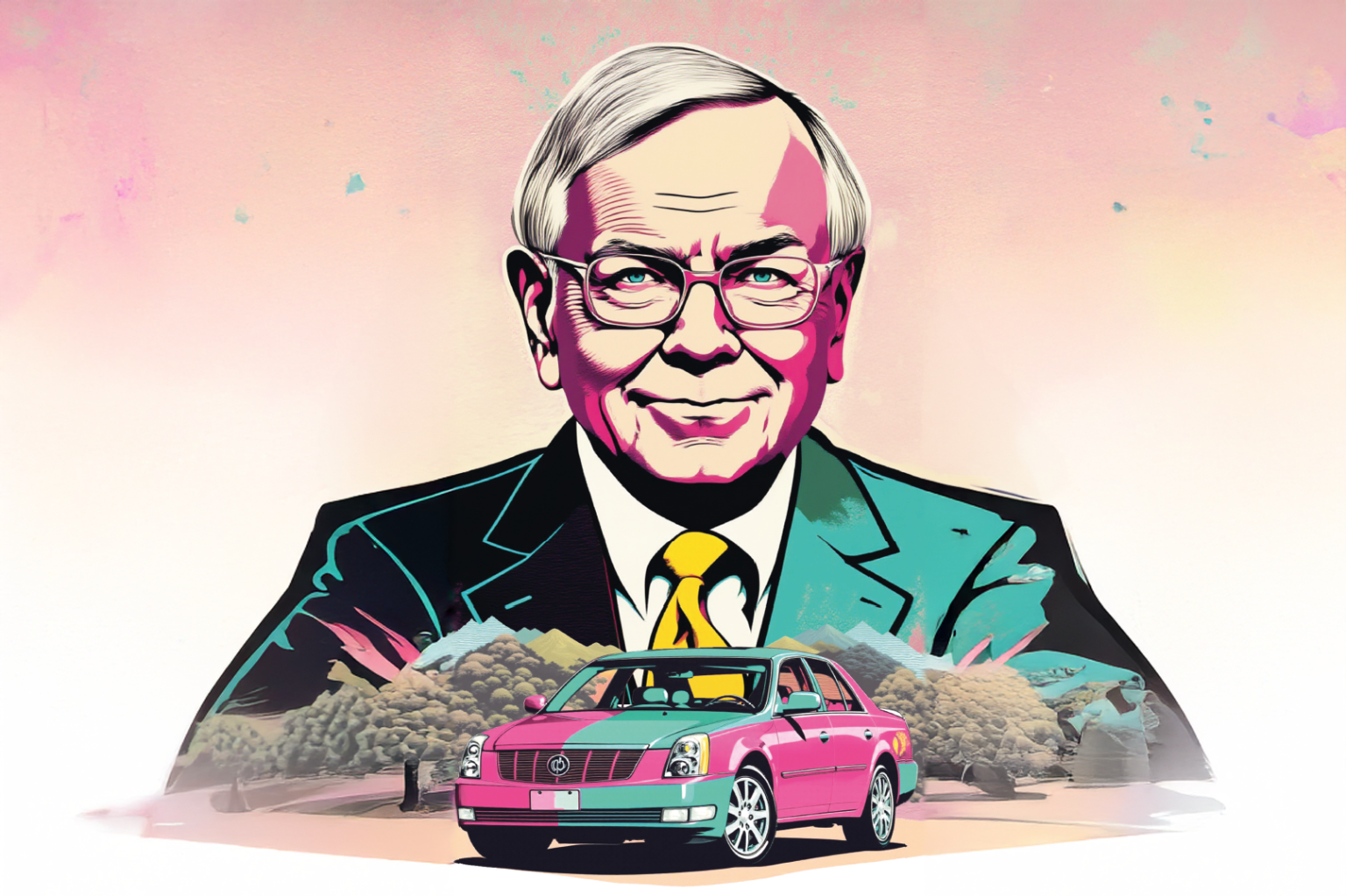 Warren Buffett a jeho Cadillac podle pedstav uml inteligence.