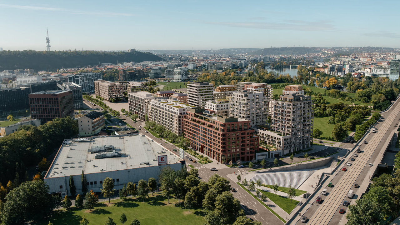Projekt Nov� Rohan v Praze od J&T Real Estate. Pohled od Libe�sk�ho mostu.