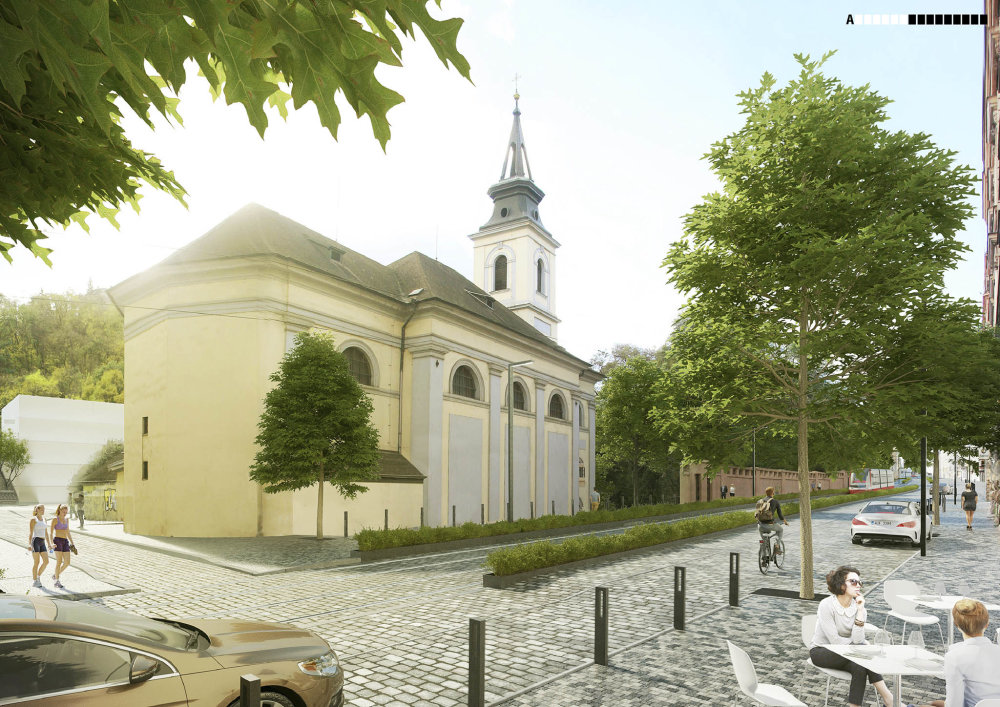Plzeňská ulice, dosud nevlídná a nevzhledná dopravní spojnice, by měla mít v budoucnu pouze jeden jízdní pruh. Podle představ A69 – architekti vznikne příjemná městská třída, kde se budou chtít lidé zastavit, dát si kávu, prostě pobývat. (pohled do budoucnosti)