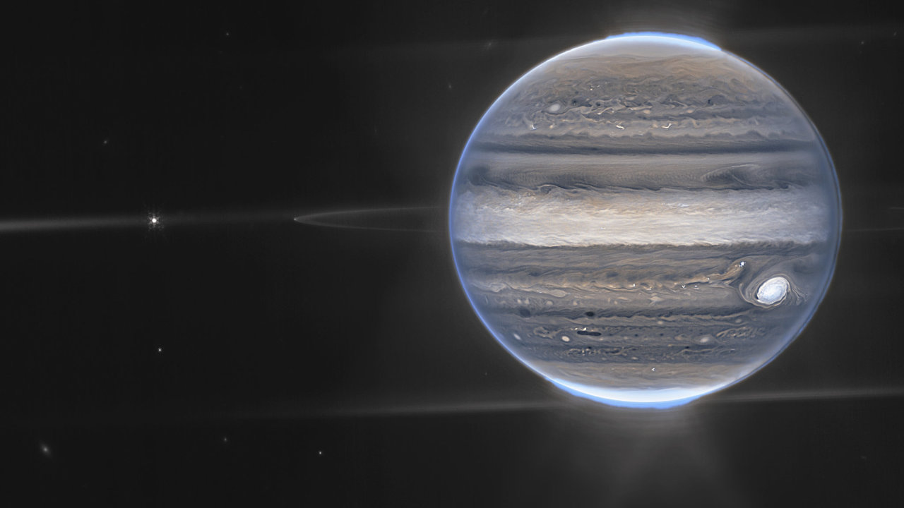 Snímek Jupiteru z teleskopu Jamese Webba