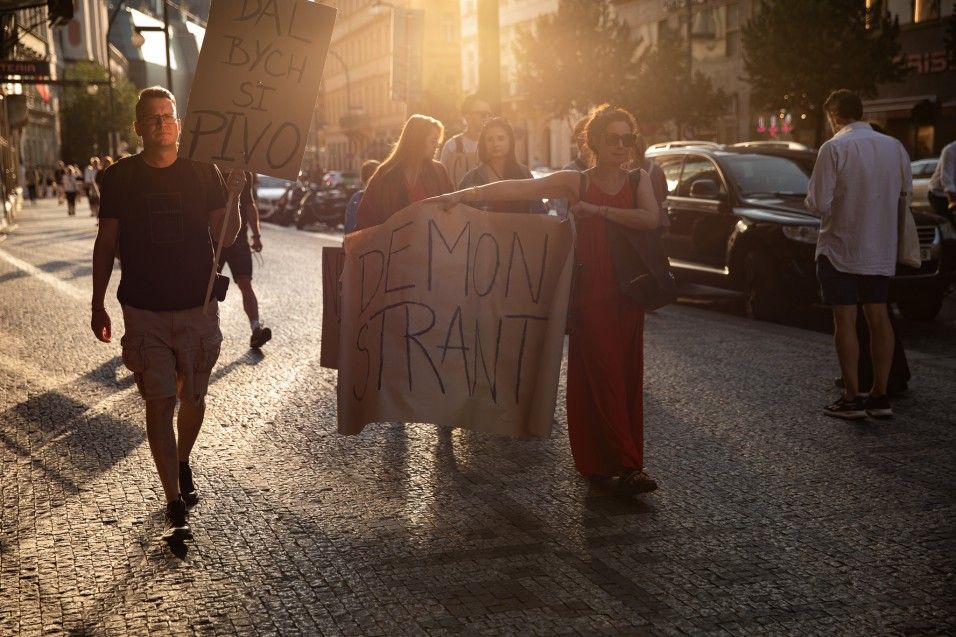 kultura, Demonstranti (Foto: Divadlo X10) kultura, Demonstranti