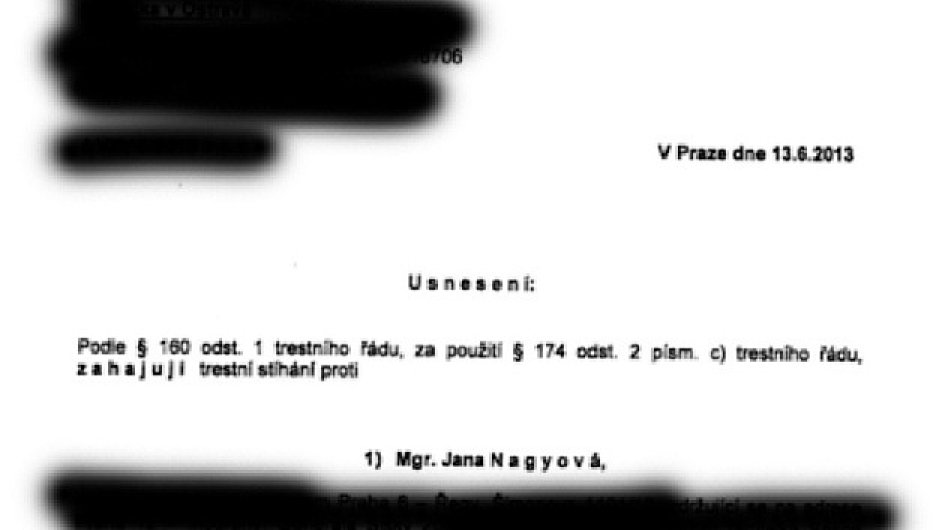 Usnesen - obvinn Jany Nagyov, Ondreje Plenka, Milana Kovandy a Jana Pohnka