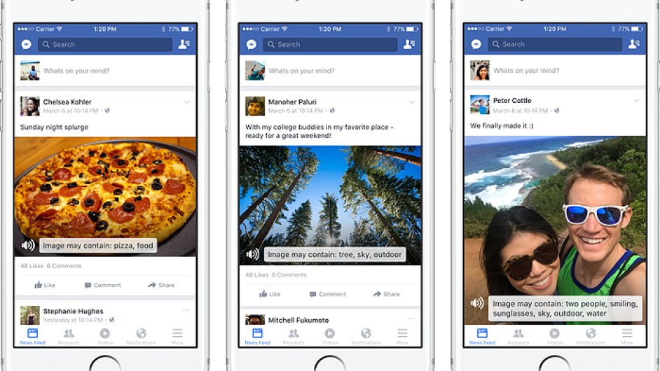 Nov funkce Facebooku doke rozpoznat obsah fotografi a sdlit nevidomm, co na nich je.