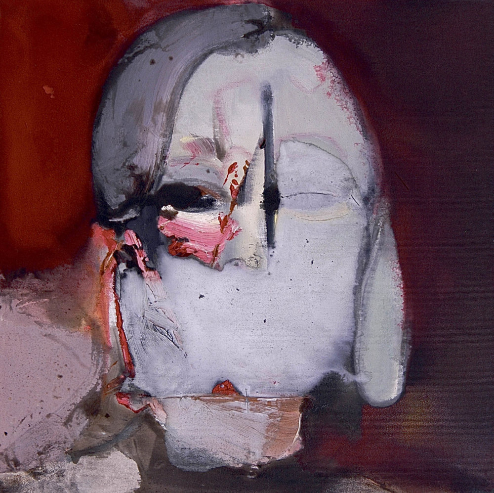 Tekutá hlava 1, 2014, akryl, olej, plátno, 45 x 45 cm Tekutá hlava 1, 2014, akryl, olej, plátno, 45 x 45 cm