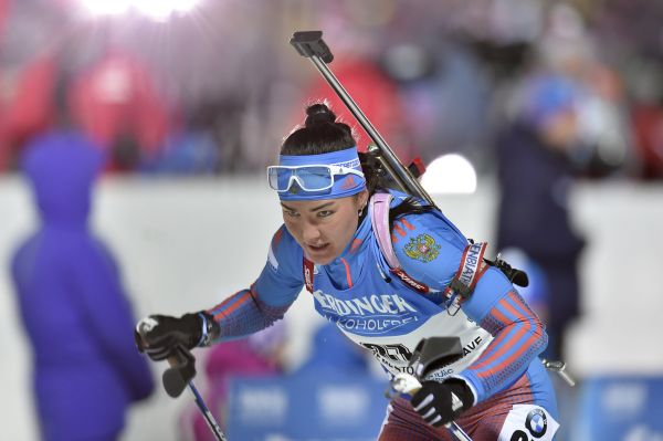 V&iacute;t�zka sprintu SP v biatlonu v Nov&eacute;m M�st� na Morav� Tatiana Akimovov&aacute;.