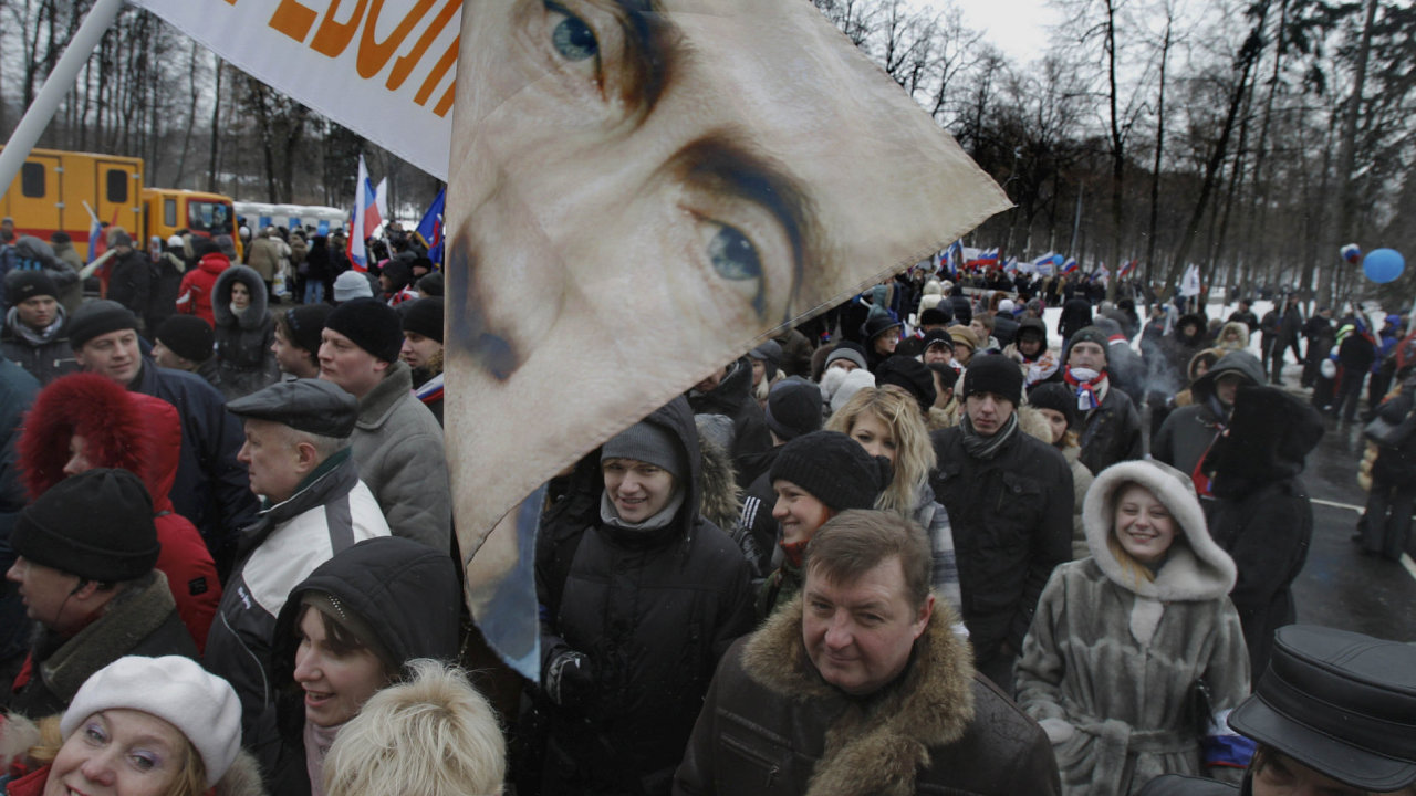 Demonstrace na podporu Vladimira Putina