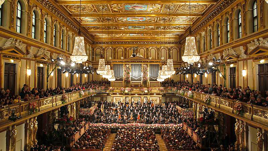 Vdesk filharmonie pi loskm koncertu 1. ledna v Musikvereinu ve Vdni.