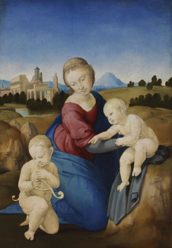 Raffael: Panna Marie s Ježíškem a malým Janem Křtitelem, 1508