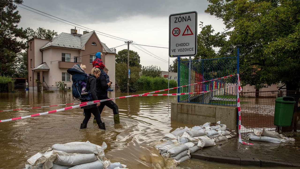 eka Morava zaplavila msto Litovel na Morav, Litovel 16. 9. 2024.