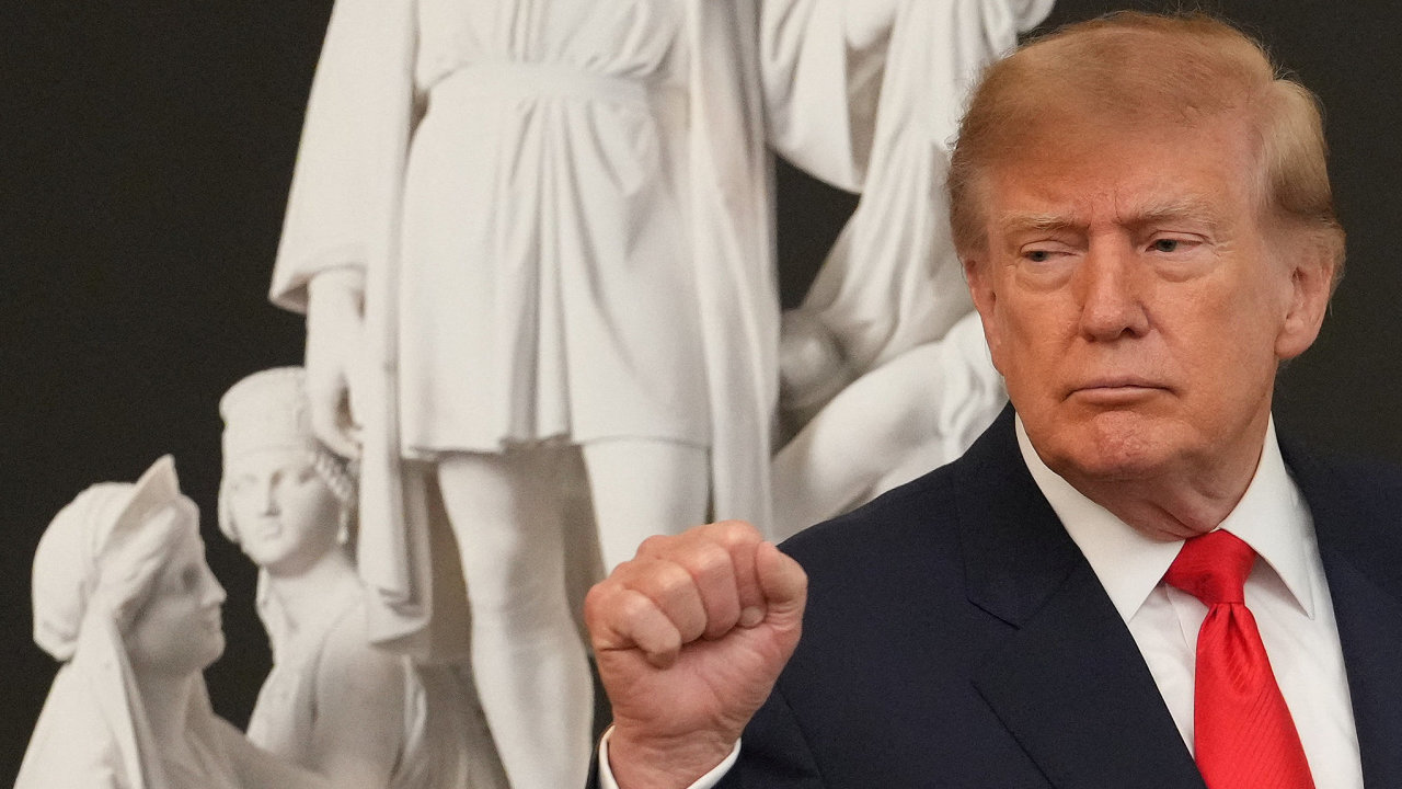 US President Donald Trump hosts a Columbus Day celebration in the East Room...