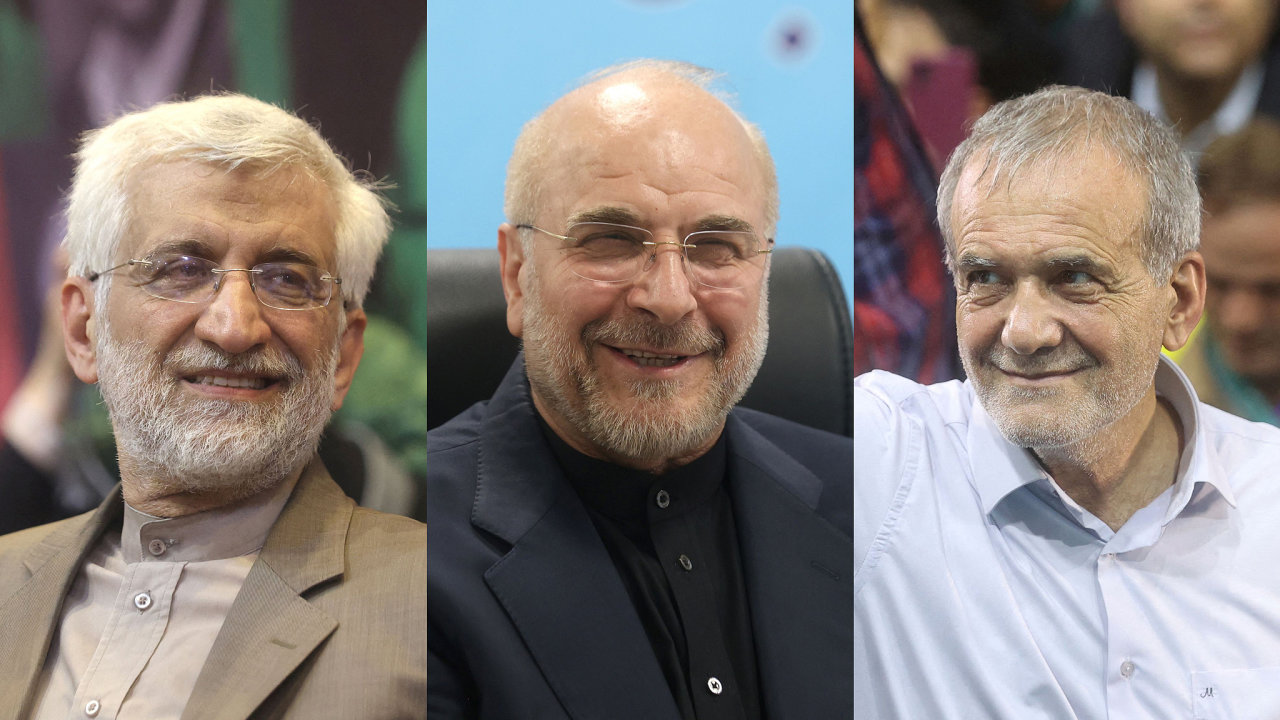 kandidti na rnskho prezidenta, Saeed Jalili, Mohammad Bagher Ghalibaf, Masoud Pezeshkian