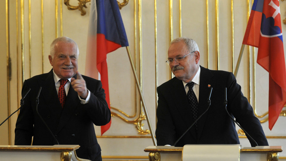 esk prezident Vclav Klaus a slovensk prezident Ivan Gaparovi
