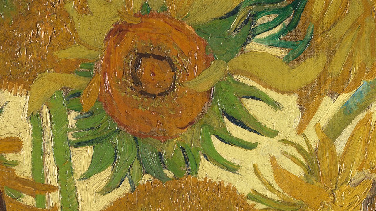 Na snmku je detail obrazu Slunenice od Vincenta van Gogha, kter m ve sbrkch Nrodn galerie v Londn.