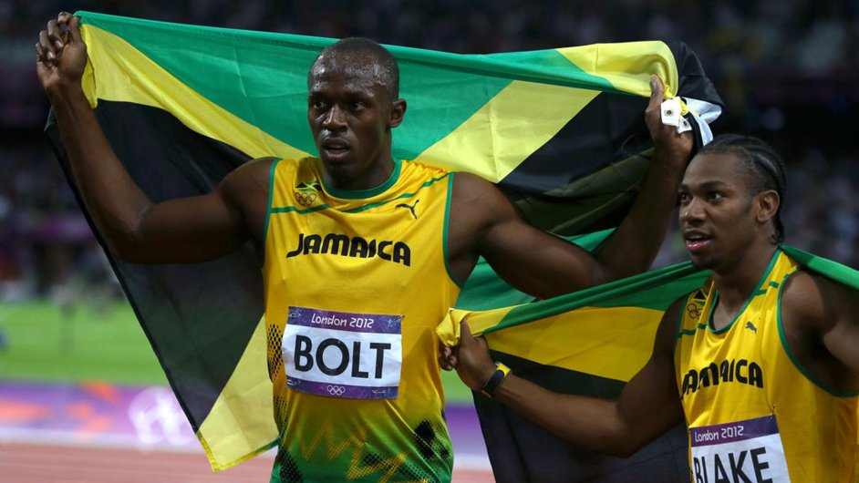 Usain Bolt a Yohan Blake na olympid v Londn