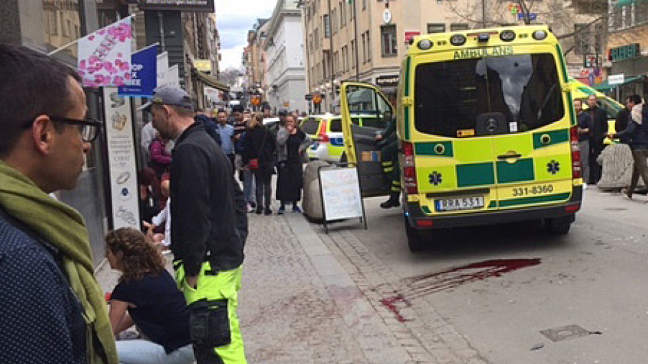 Three people were killed when a truck crashed into department store Ahlens on Drottninggatan