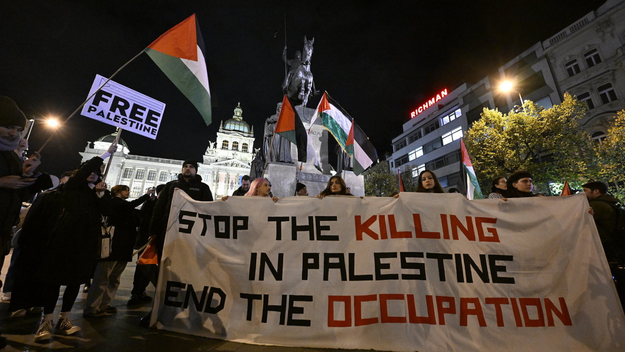 Praha, demonstrace, Palestina