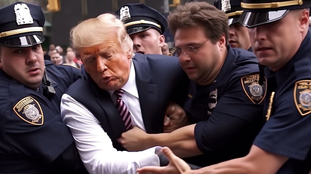Falešné zatýkání Donalda Trumpa.