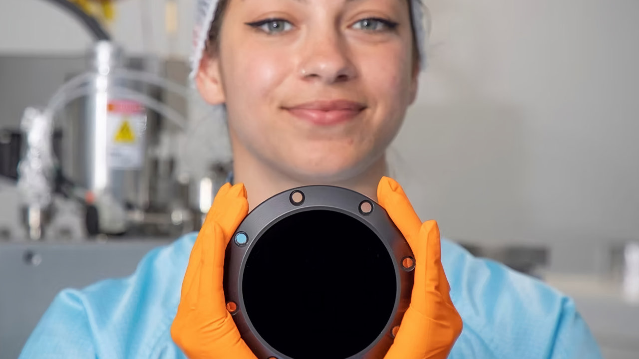 věda, Surrey NanoSystems. Špičkové verze Vantablack pohltí 99,965 %...