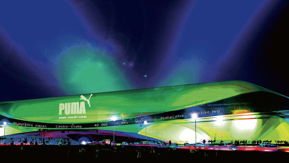 Vizualizace projektu nrodnho fotbalovho stadionu, jen ml vyrst na Letn.