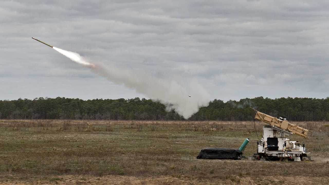 An FIM-92 Stinger missile is fired downrange from the Army’s new Interceptor launch platform at the Eglin Air Force Base range March 23. The 96th Test Wing hosted the Army’s Stinger Based Systems