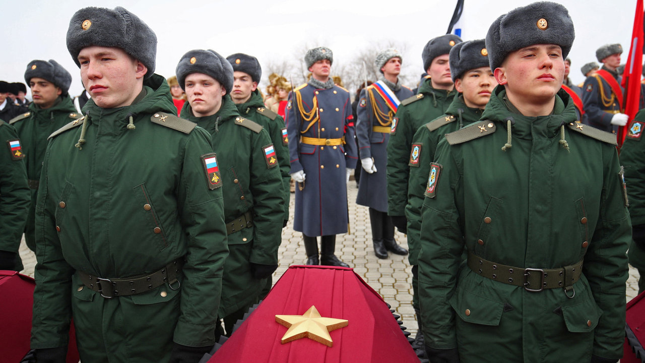 Ruští vojáci ve Volgogradu, únor 2023.